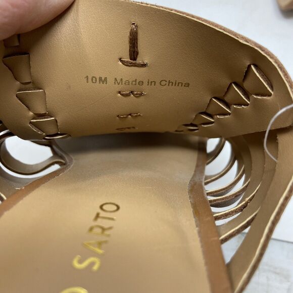 Franco Sarto Brown Leather Cork Wedge Heel Sandals Women Sz 10 - Picture 7 of 9